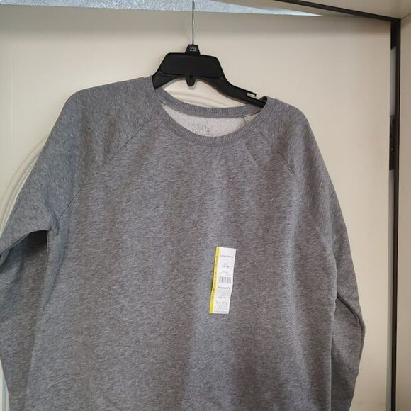 New Time And Tru Gray Fleece Crew Relaxed Fit Women's L 12/14 - Picture 2 of 2
